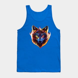 Flaming wolf pattern. Bold Striking Image on a black or blue background Tank Top